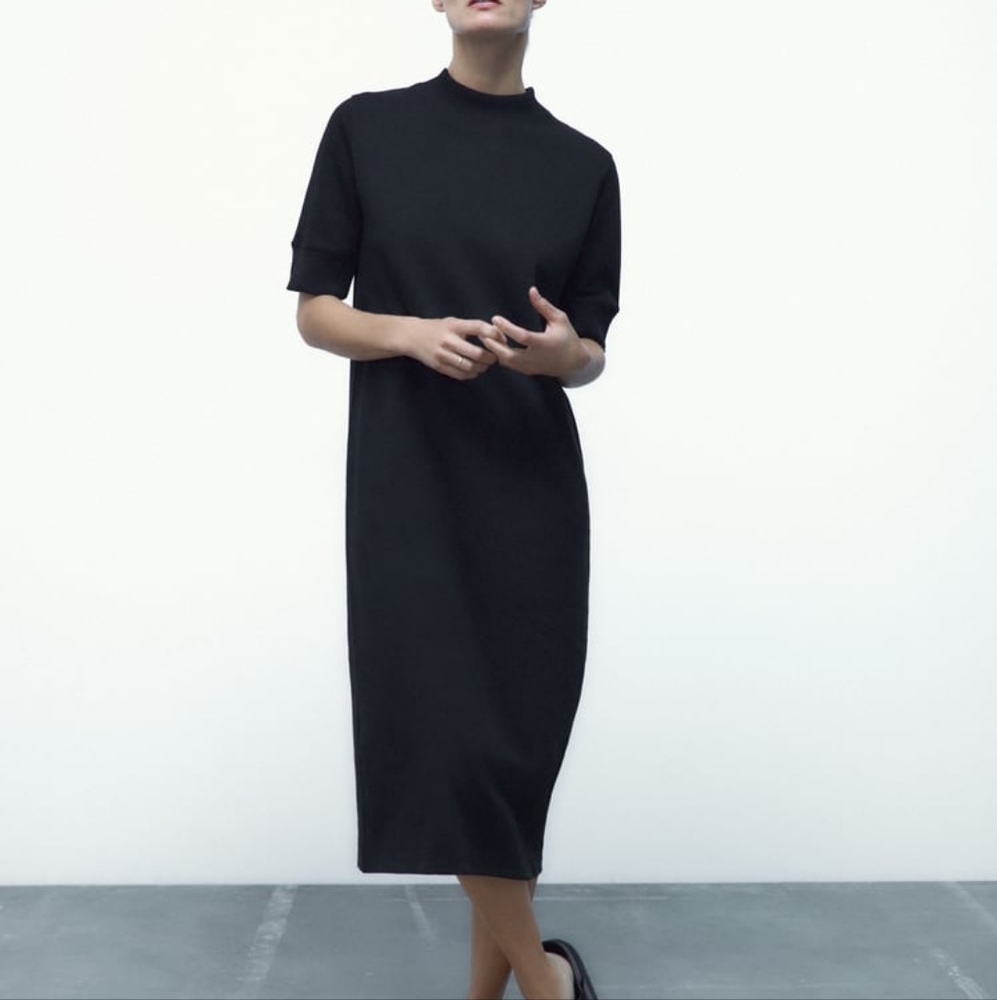 Zara Trafaluc Black Ribbed Sweater Dress Women's Size Small - Picture 2 of 6